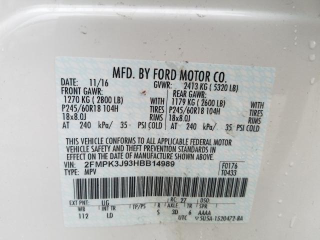 Photo 9 VIN: 2FMPK3J93HBB14989 - FORD EDGE SEL 