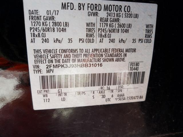 Photo 9 VIN: 2FMPK3J93HBB31016 - FORD EDGE SEL 