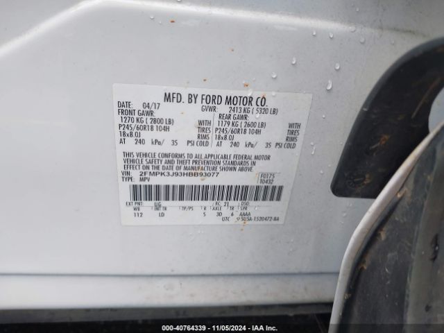 Photo 8 VIN: 2FMPK3J93HBB93077 - FORD EDGE 