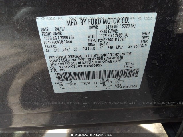 Photo 8 VIN: 2FMPK3J93HBB93922 - FORD EDGE 