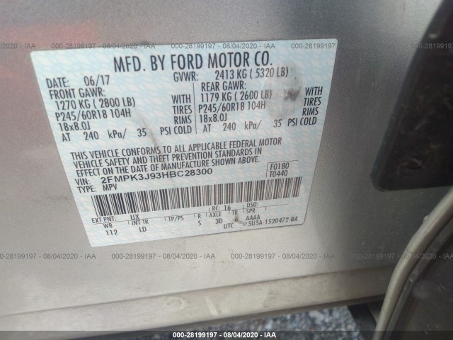 Photo 8 VIN: 2FMPK3J93HBC28300 - FORD EDGE 