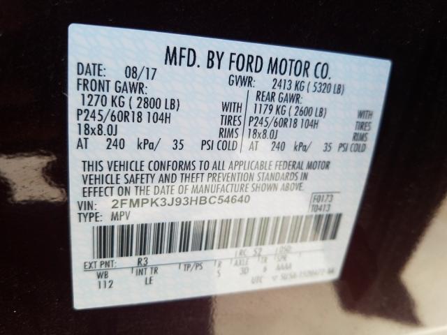 Photo 9 VIN: 2FMPK3J93HBC54640 - FORD EDGE SEL 