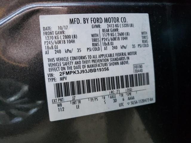 Photo 13 VIN: 2FMPK3J93JBB19356 - FORD EDGE SEL 