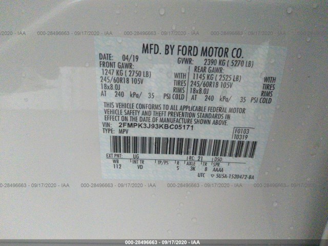 Photo 8 VIN: 2FMPK3J93KBC05171 - FORD EDGE 