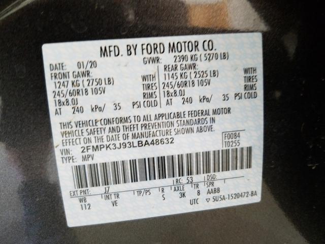 Photo 9 VIN: 2FMPK3J93LBA48632 - FORD EDGE SEL 