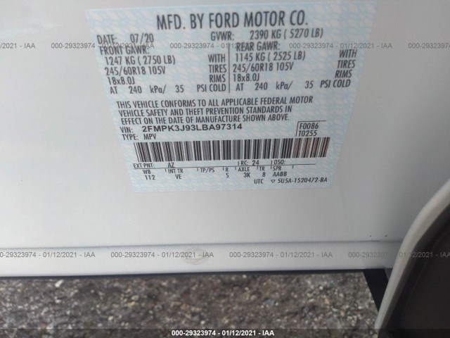 Photo 8 VIN: 2FMPK3J93LBA97314 - FORD EDGE 