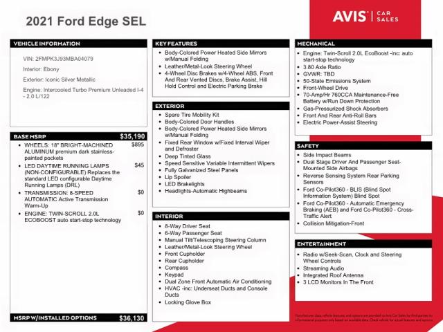 Photo 9 VIN: 2FMPK3J93MBA04079 - FORD EDGE SEL 