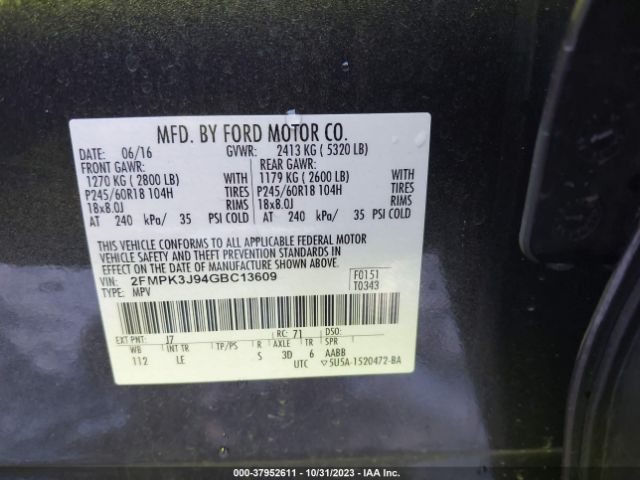 Photo 8 VIN: 2FMPK3J94GBC13609 - FORD EDGE 