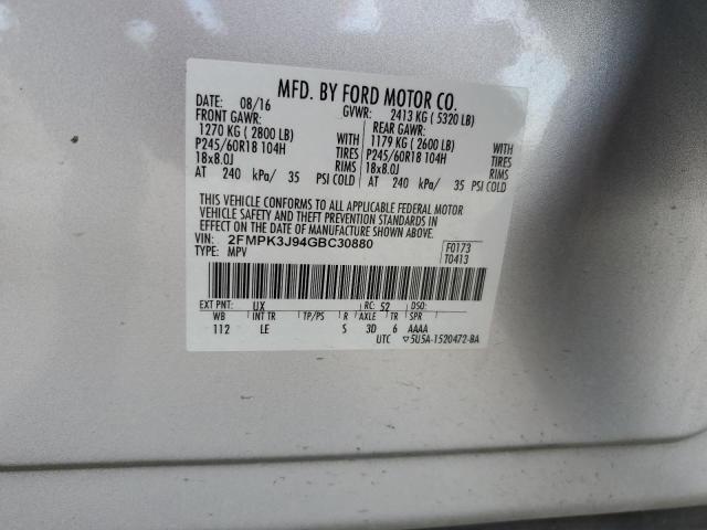 Photo 12 VIN: 2FMPK3J94GBC30880 - FORD EDGE SEL 