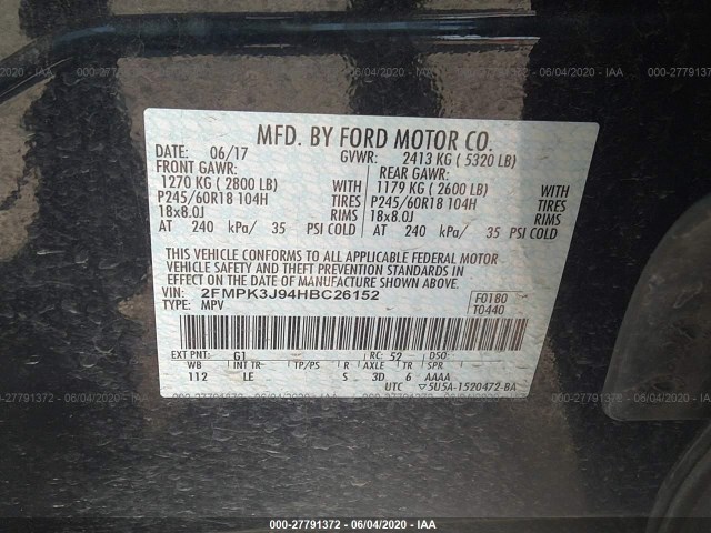 Photo 8 VIN: 2FMPK3J94HBC26152 - FORD EDGE 