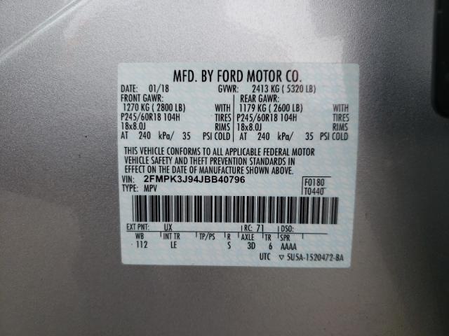 Photo 9 VIN: 2FMPK3J94JBB40796 - FORD EDGE SEL 