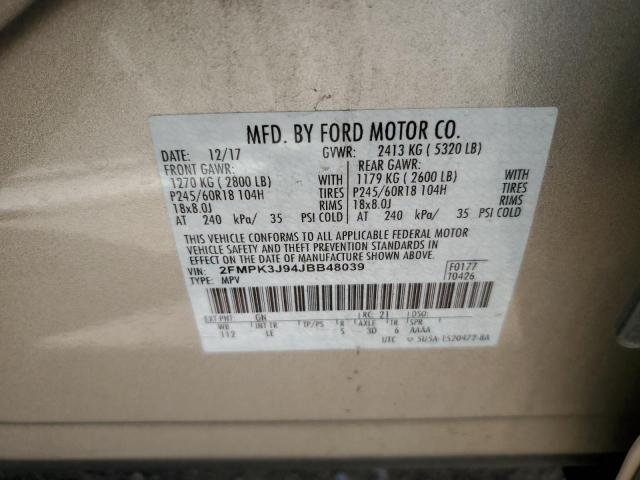 Photo 11 VIN: 2FMPK3J94JBB48039 - FORD EDGE SEL 