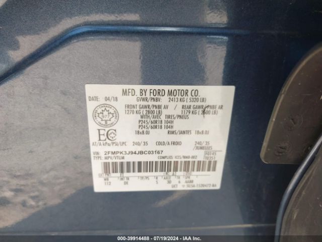 Photo 8 VIN: 2FMPK3J94JBC03167 - FORD EDGE 