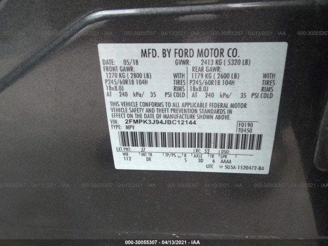 Photo 8 VIN: 2FMPK3J94JBC12144 - FORD EDGE 