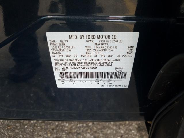 Photo 9 VIN: 2FMPK3J94KBB67269 - FORD EDGE SEL 