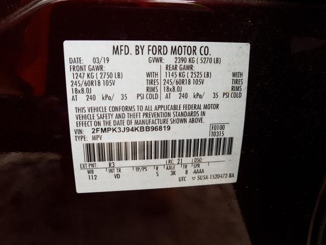 Photo 9 VIN: 2FMPK3J94KBB96819 - FORD EDGE 