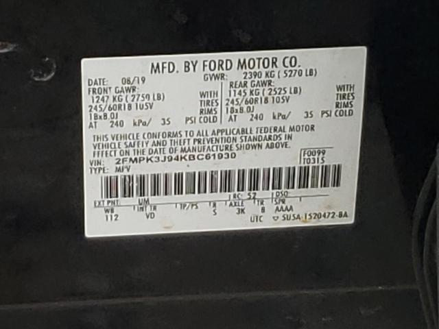 Photo 11 VIN: 2FMPK3J94KBC61930 - FORD EDGE SEL 