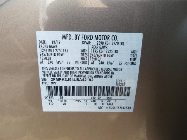 Photo 9 VIN: 2FMPK3J94LBA42192 - FORD EDGE SEL 