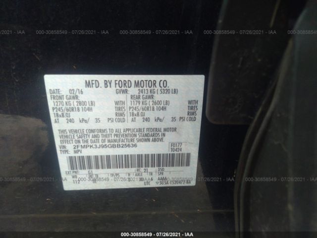 Photo 8 VIN: 2FMPK3J95GBB25636 - FORD EDGE 