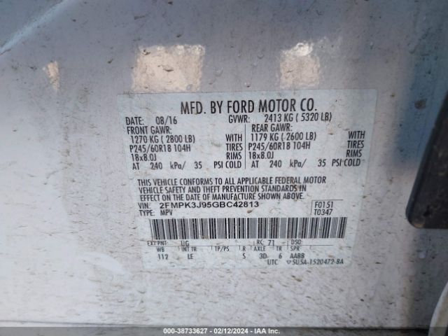 Photo 8 VIN: 2FMPK3J95GBC42813 - FORD EDGE 