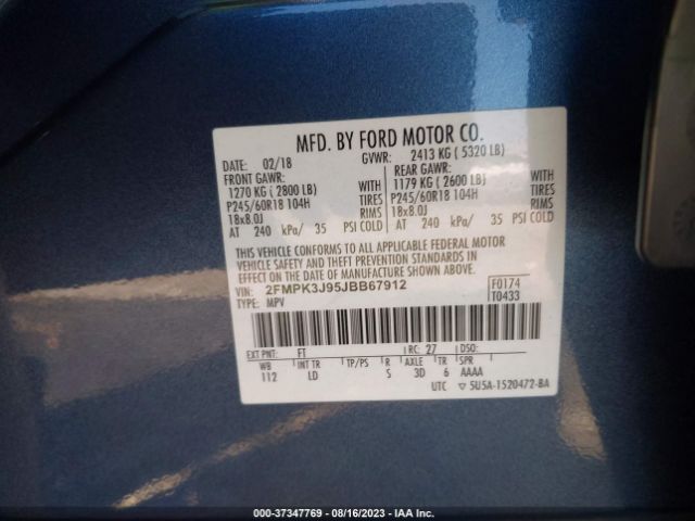 Photo 8 VIN: 2FMPK3J95JBB67912 - FORD EDGE 