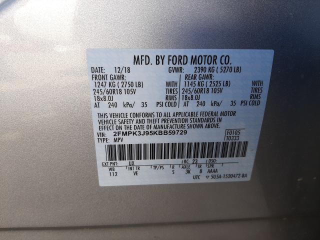 Photo 9 VIN: 2FMPK3J95KBB59729 - FORD EDGE SEL 