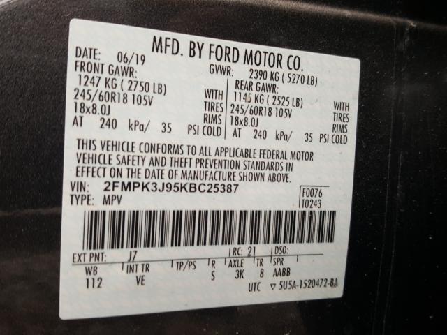 Photo 9 VIN: 2FMPK3J95KBC25387 - FORD EDGE SEL 