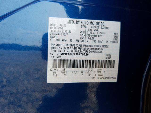 Photo 9 VIN: 2FMPK3J95LBA70826 - FORD EDGE SEL 