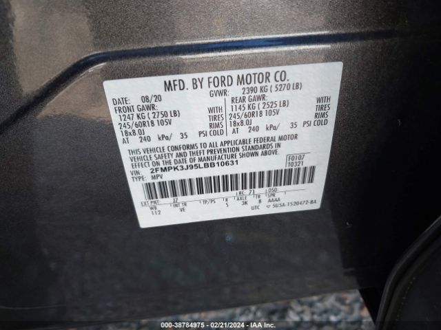 Photo 8 VIN: 2FMPK3J95LBB10631 - FORD EDGE 