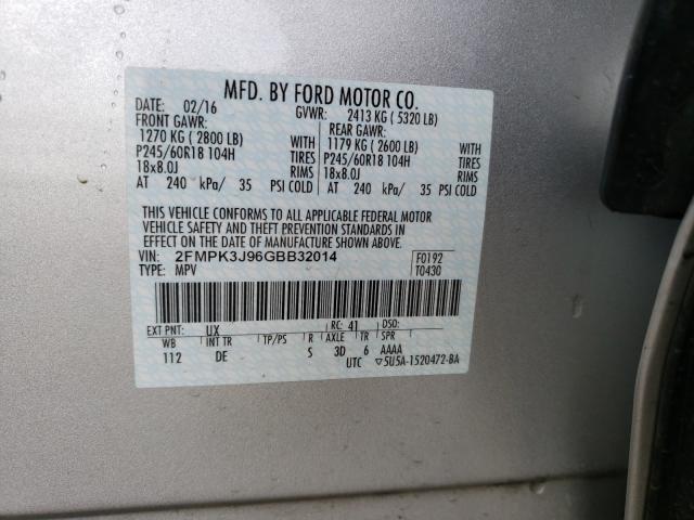 Photo 9 VIN: 2FMPK3J96GBB32014 - FORD EDGE SEL 