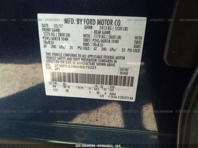 Photo 8 VIN: 2FMPK3J96HBB79321 - FORD EDGE 