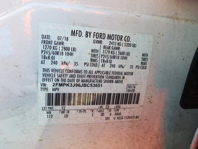 Photo 9 VIN: 2FMPK3J96JBC53651 - FORD EDGE SEL 