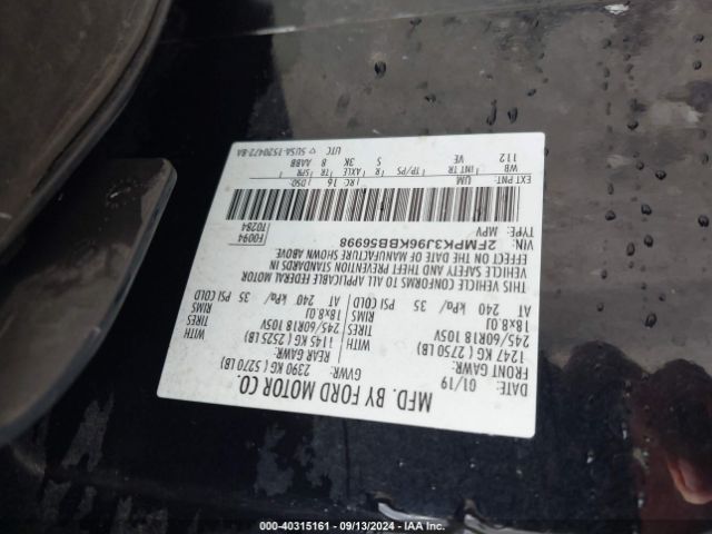 Photo 8 VIN: 2FMPK3J96KBB56998 - FORD EDGE 