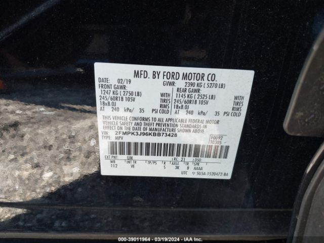 Photo 8 VIN: 2FMPK3J96KBB73428 - FORD EDGE 