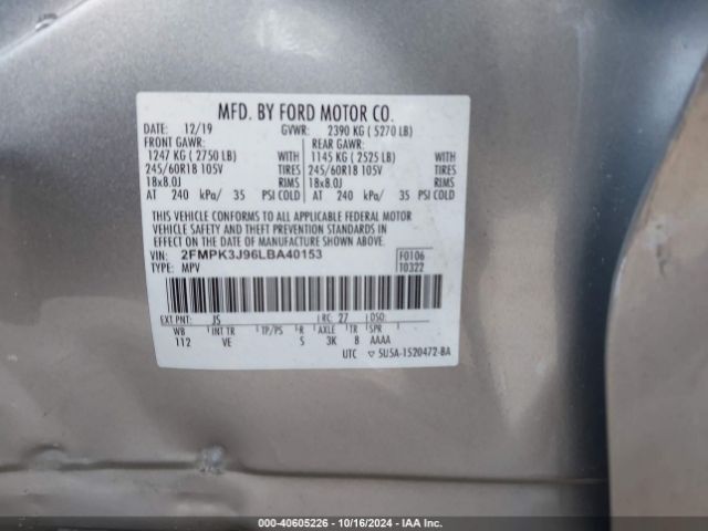 Photo 8 VIN: 2FMPK3J96LBA40153 - FORD EDGE 