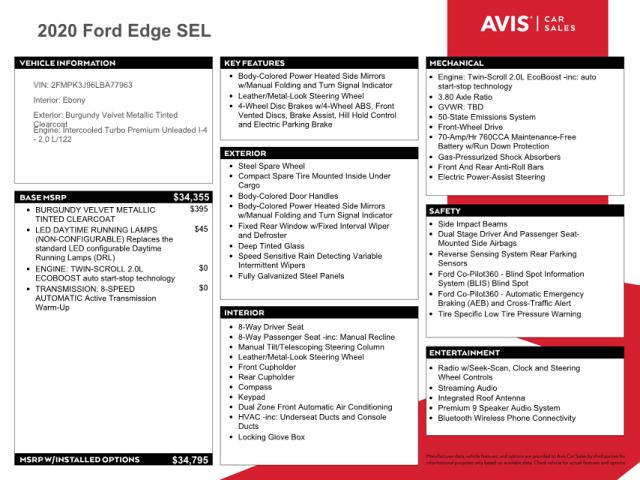 Photo 9 VIN: 2FMPK3J96LBA77963 - FORD EDGE SEL 