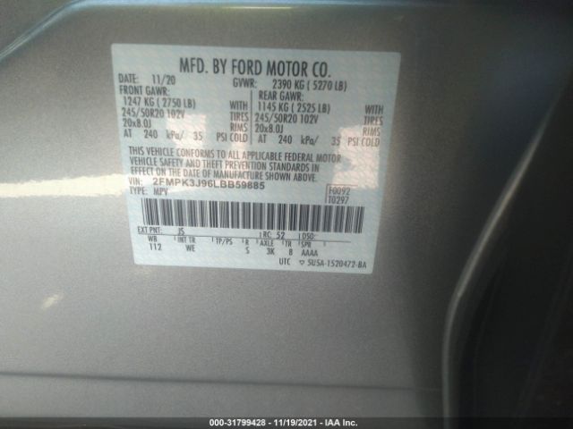 Photo 8 VIN: 2FMPK3J96LBB59885 - FORD EDGE 