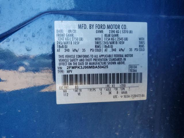 Photo 12 VIN: 2FMPK3J96MBA50425 - FORD EDGE SEL 