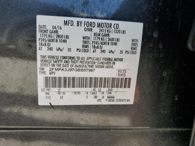 Photo 11 VIN: 2FMPK3J97GBB57987 - FORD EDGE SEL 