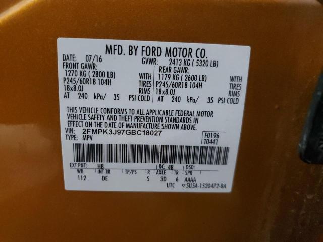 Photo 13 VIN: 2FMPK3J97GBC18027 - FORD EDGE SEL 