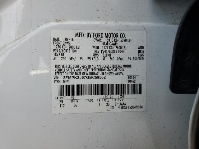 Photo 12 VIN: 2FMPK3J97GBC59502 - FORD EDGE SEL 