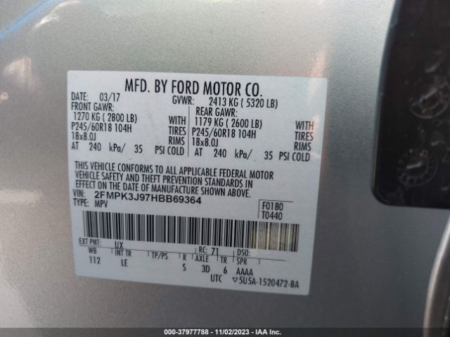 Photo 8 VIN: 2FMPK3J97HBB69364 - FORD EDGE 