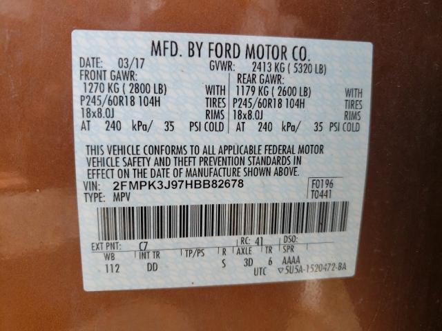 Photo 9 VIN: 2FMPK3J97HBB82678 - FORD EDGE SEL 