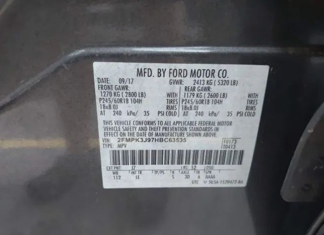 Photo 8 VIN: 2FMPK3J97HBC63535 - FORD EDGE 