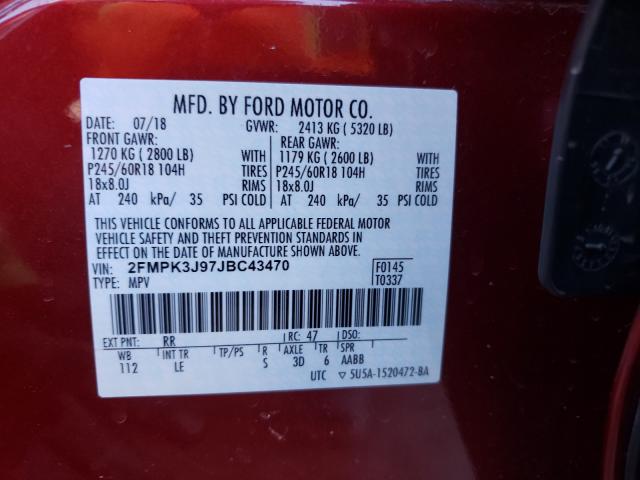 Photo 9 VIN: 2FMPK3J97JBC43470 - FORD EDGE SEL 