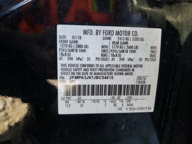 Photo 9 VIN: 2FMPK3J97JBC54615 - FORD EDGE SEL 