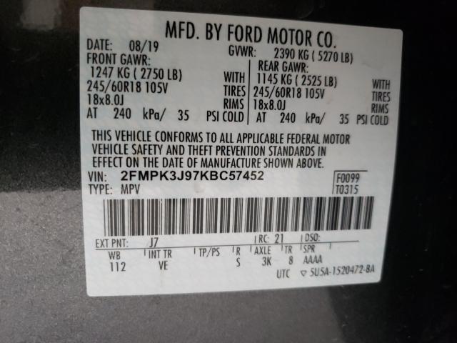 Photo 9 VIN: 2FMPK3J97KBC57452 - FORD EDGE SEL 