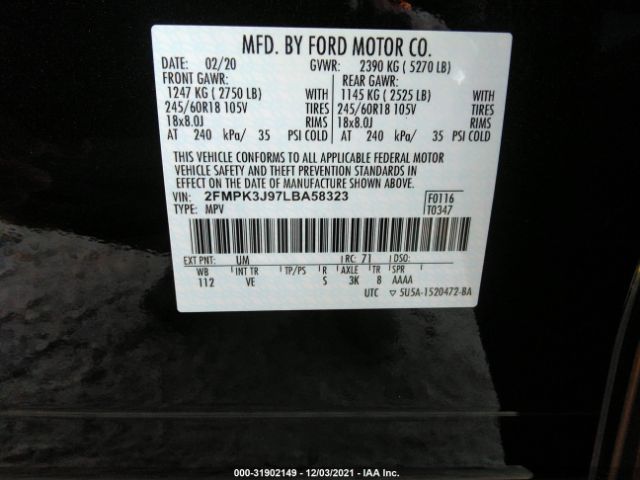 Photo 8 VIN: 2FMPK3J97LBA58323 - FORD EDGE 