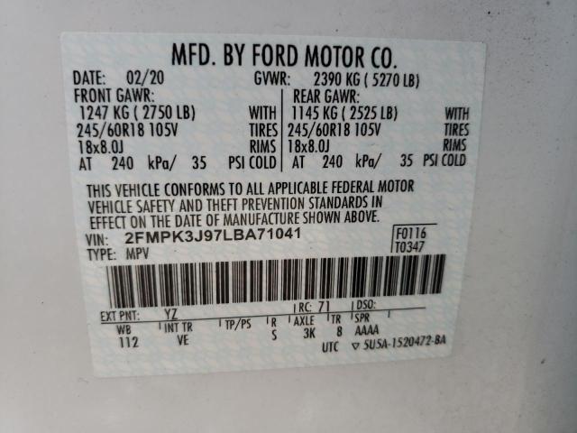 Photo 9 VIN: 2FMPK3J97LBA71041 - FORD EDGE SEL 