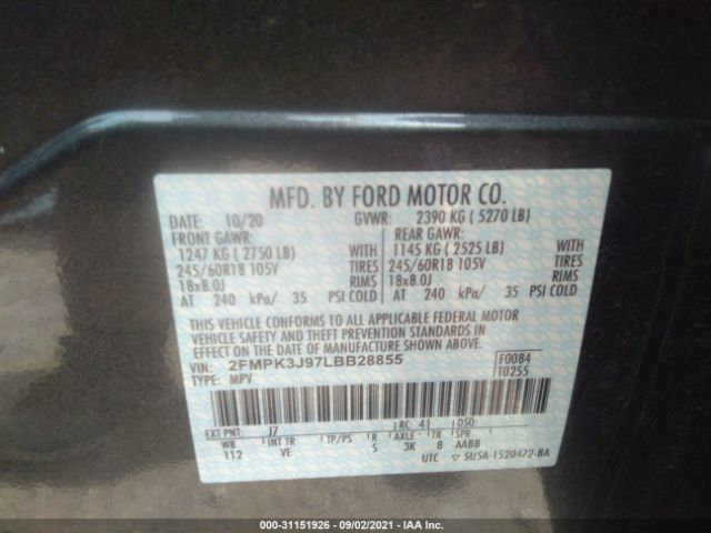 Photo 8 VIN: 2FMPK3J97LBB28855 - FORD EDGE 